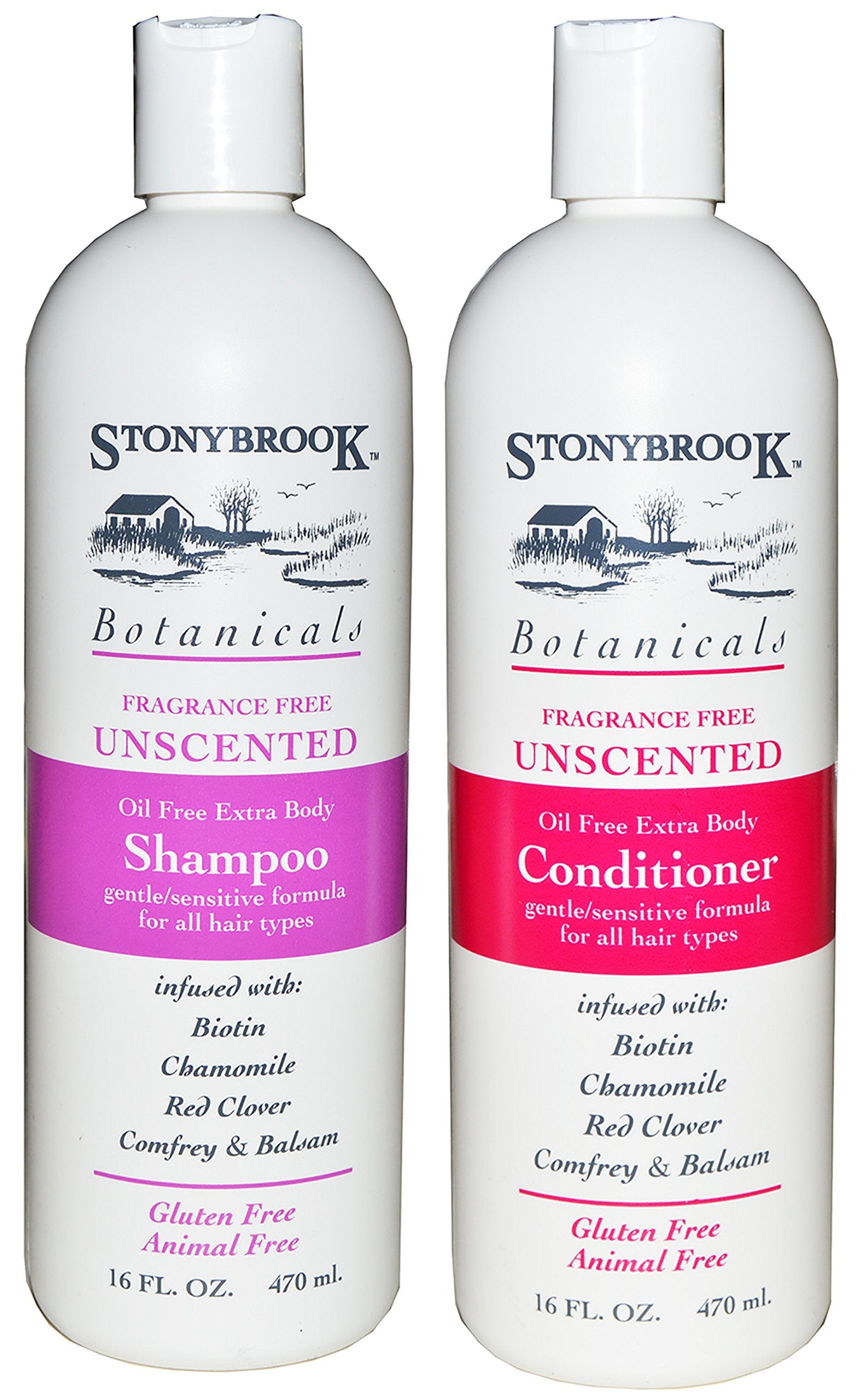 Stonybrook Botanicals champú sin fragancia, botella transparente para uso diario suave