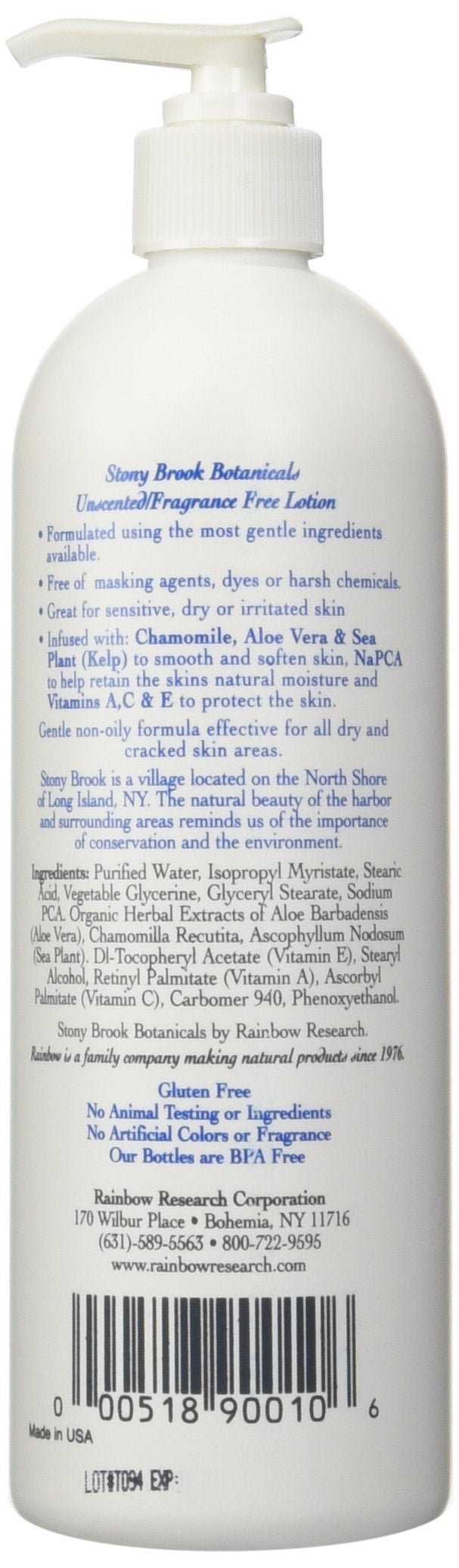 Stonybrook loción corporal sin fragancia, textura crema para piel suave