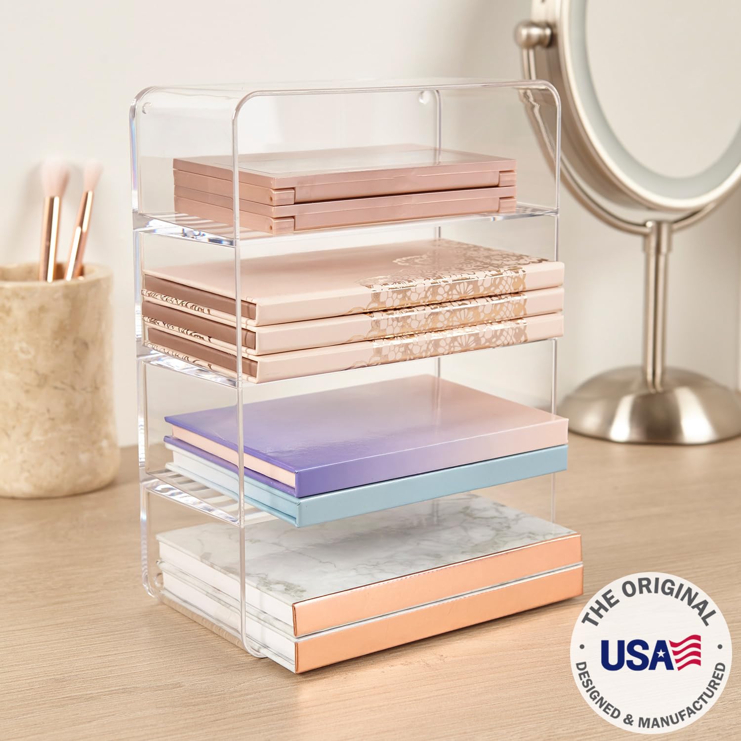 STORi organizador rectangular para maquillaje, diseño compacto y práctico.