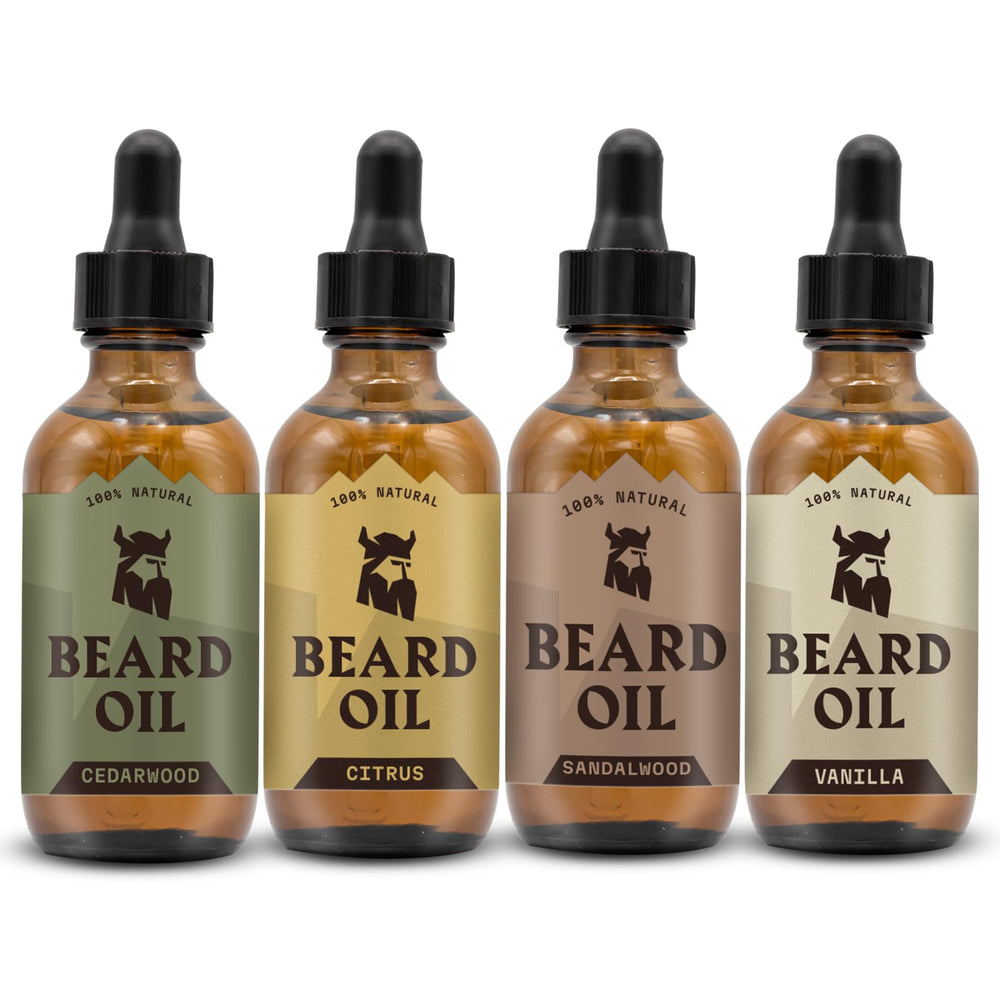 Aceite para barba Striking Viking Pack4, conjunto de botellas para cuidado diario