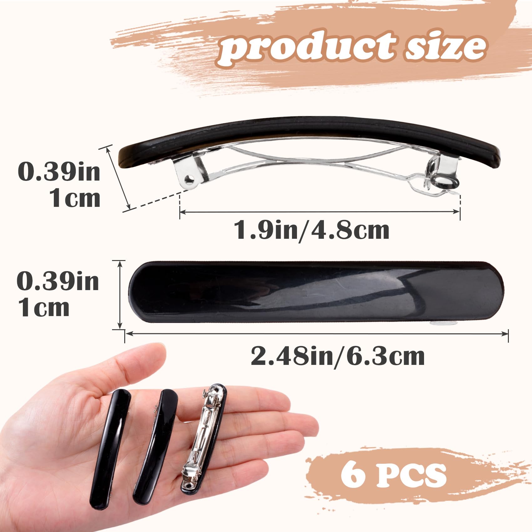 Pinza STSTR con muelle metálico, diseño duradero para cabello suave.