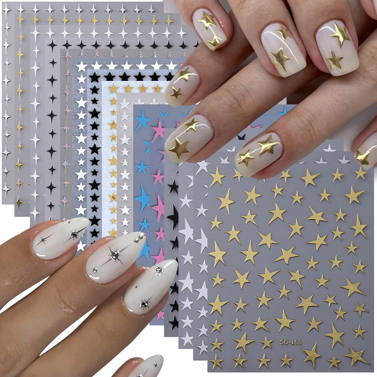 STZPRONAIL Estrellas 3D autoadhesivas para uñas, brillo duradero.