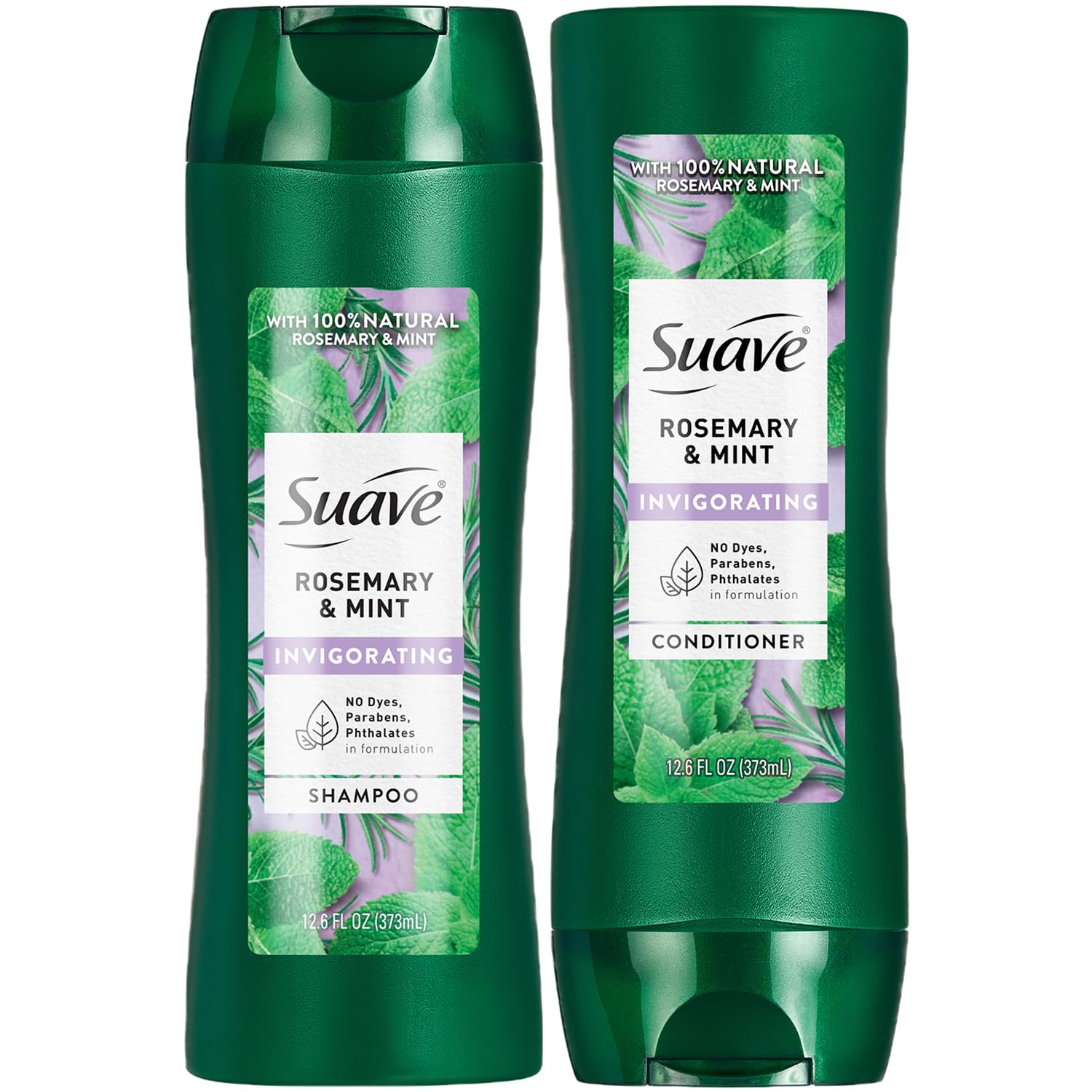 Suave rosemary mint shampoo bottle for an invigorating cleanse and fresh scent.