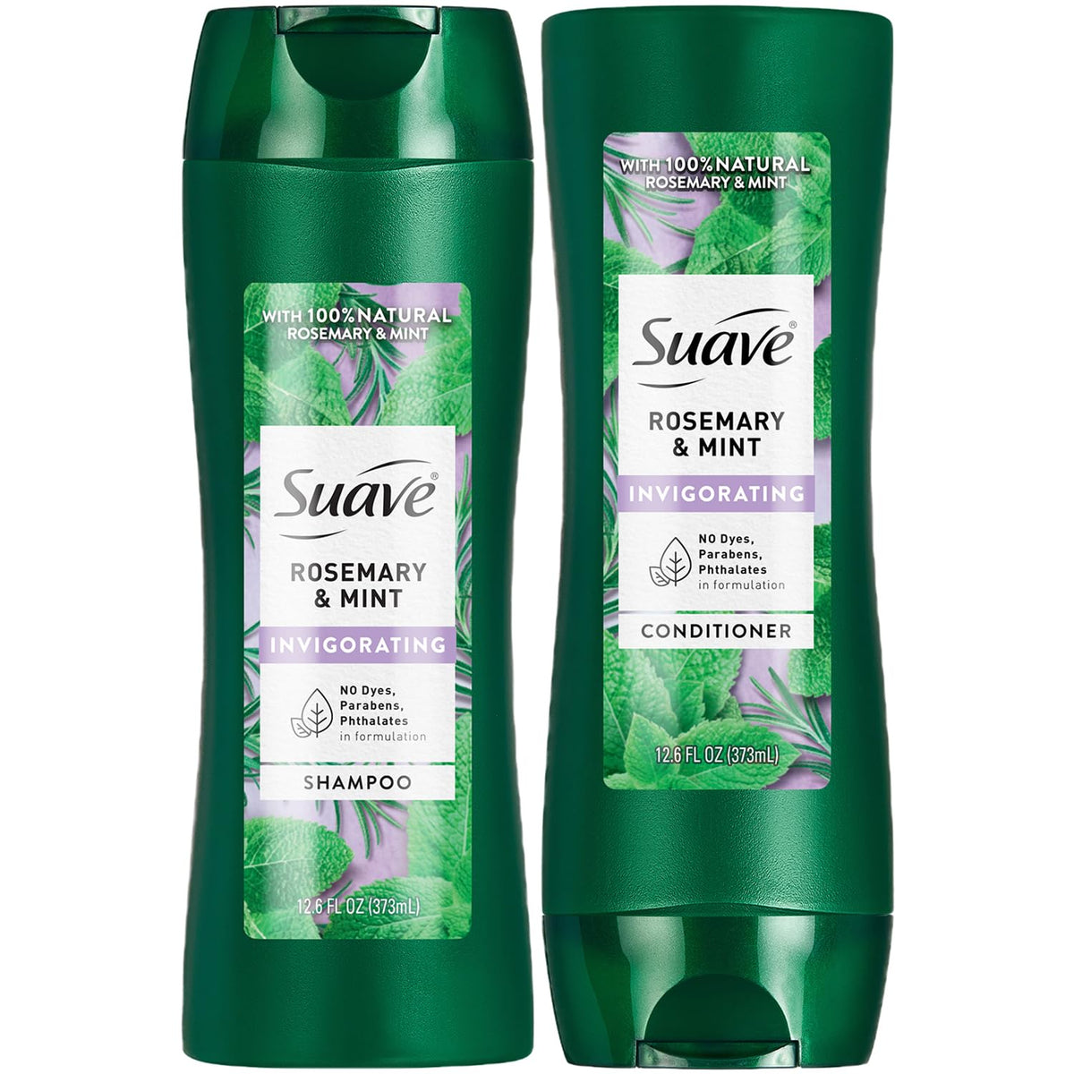 Suave rosemary mint shampoo bottle for an invigorating cleanse and fresh scent.