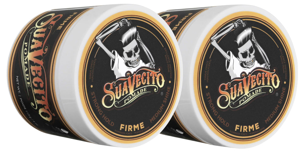 Suavecito Pomade Firme Hold, bouteille 4 oz, tenue robuste pour cheveux épais.