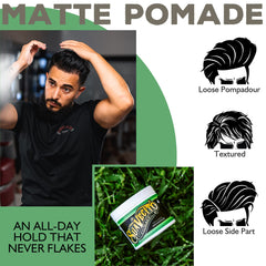Pomade Matte de Suavecito ofrece fijación duradera para estilizados de todo el día.