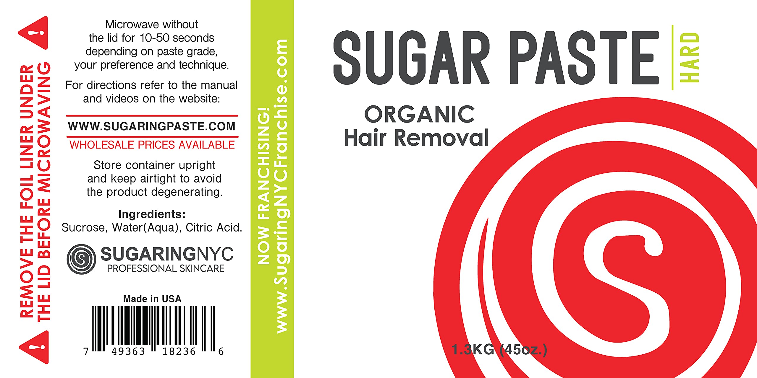 Sugaring NYC ingredientes 100% orgánicos para depilación con azúcar.