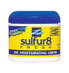 Sulfur 8 Fresh Oil crema medicada anti-caspa en frasco de 4 onzas para cuero cabelludo.