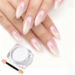 Sulily polvo cromo perla blanca para acabado espejo duradero en uñas.