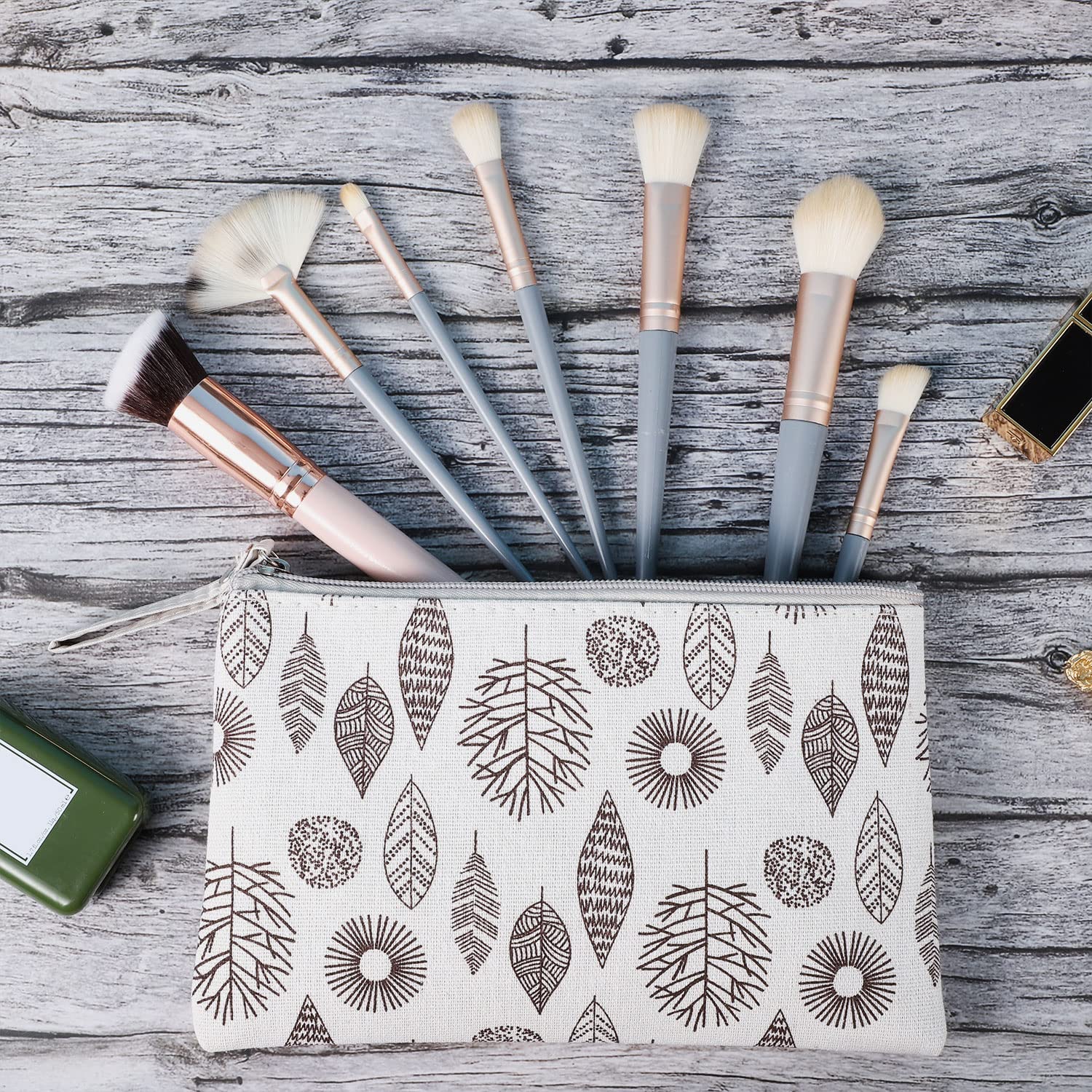 SUMAJU bolsa cosmética canvas patrón 5, tamaño compacto para viaje y bolso diario.