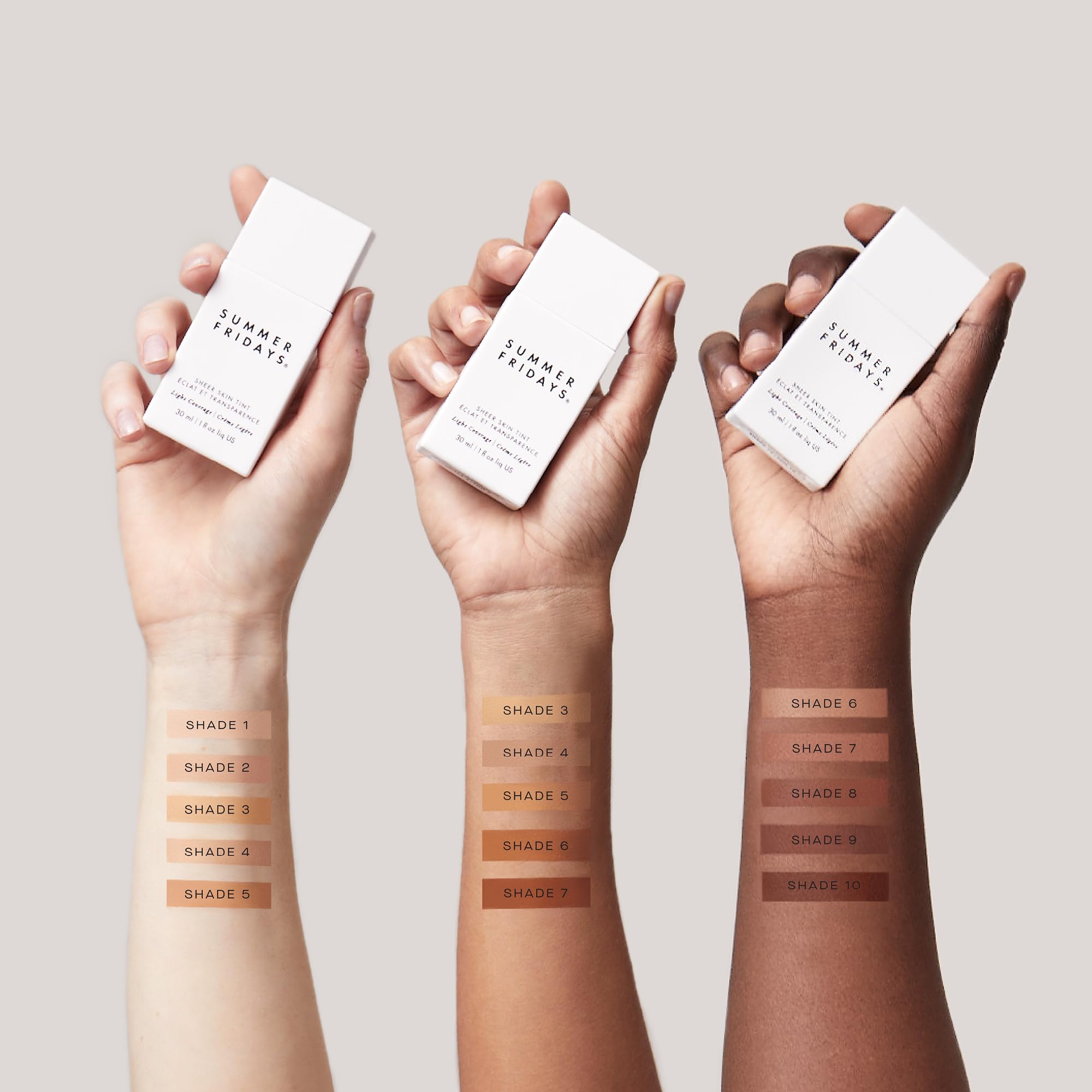 Summer Fridays Sheer Skin Tint hierba tigre para efecto calmante y reducción visual de enrojecimiento.