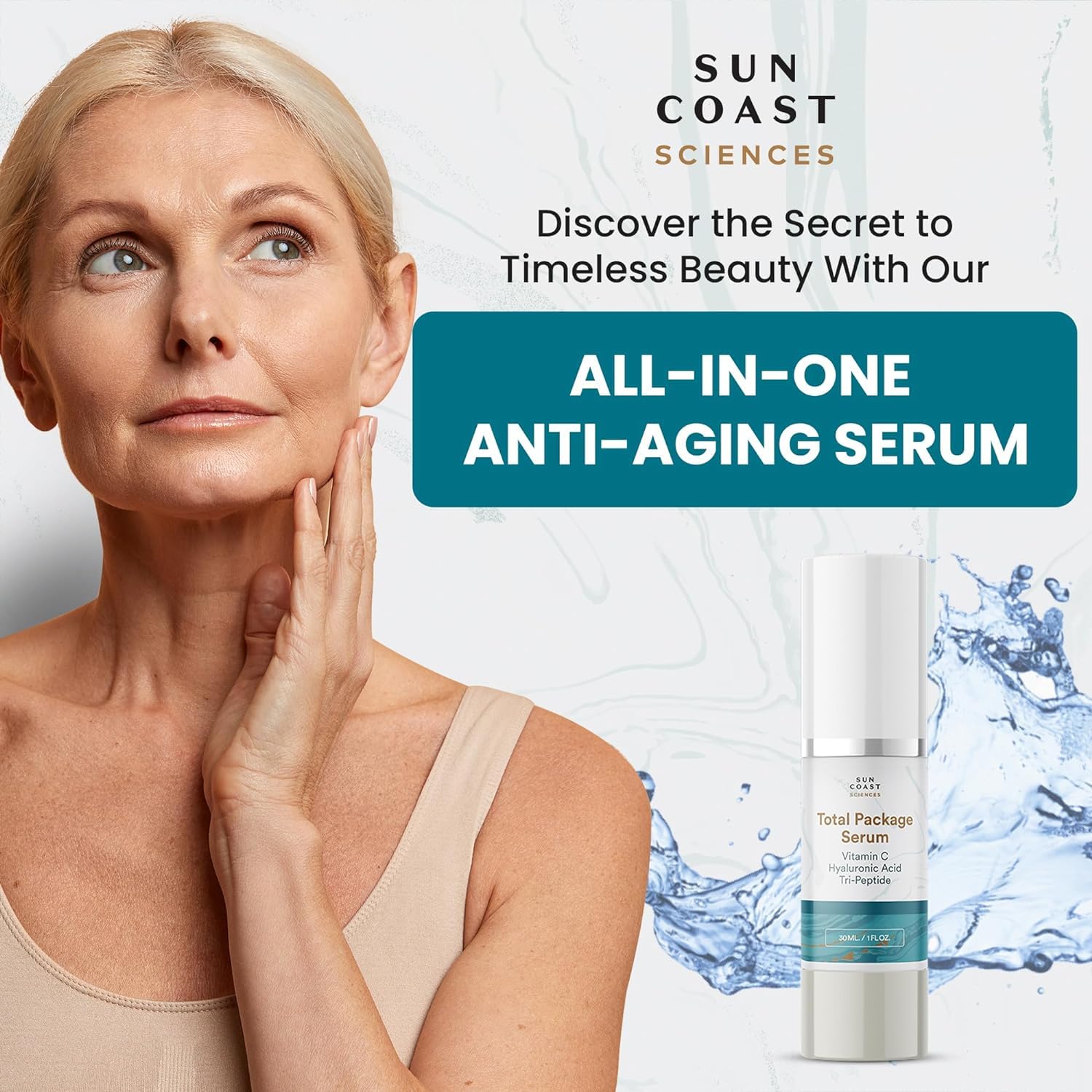 Sun Coast Sciences Serum se aplica en la mano con textura sedosa.