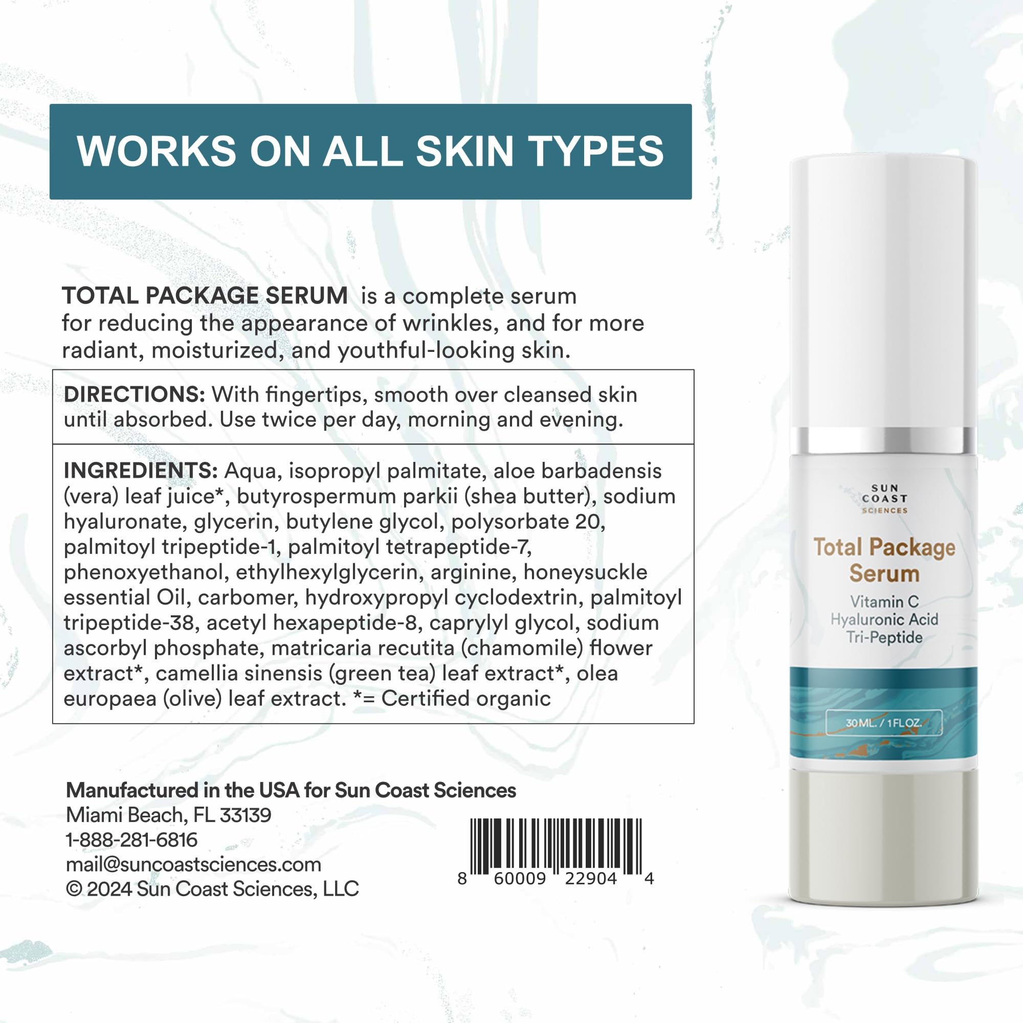 Gota de vitamina C en Sun Coast Sciences Serum para tono uniforme.