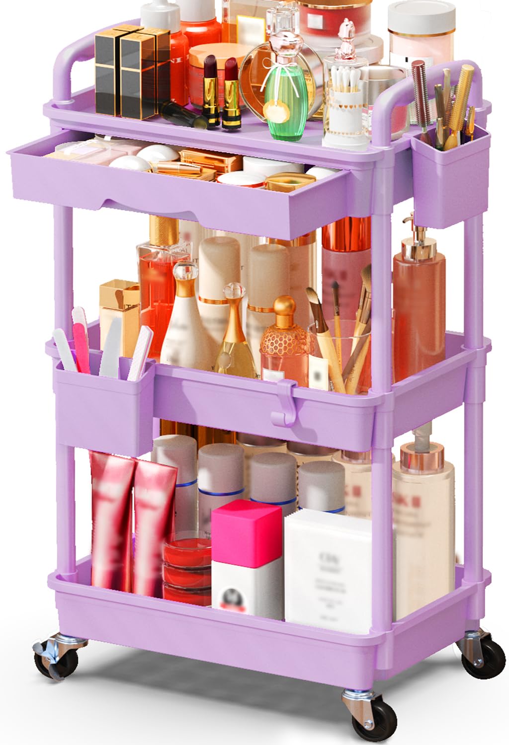 SUNALLY carro maquillaje ruedas: movilidad suave para mover tu estación de belleza.