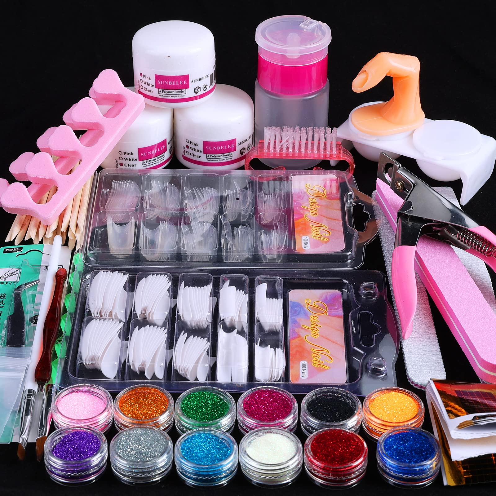 SUNBELEE kit-unas-acrilicas-profesional, todo-en-uno para manicuras duraderas en casa.