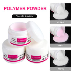 SUNBELEE polvo acrílico cristal tres colores para crear extensiones duraderas