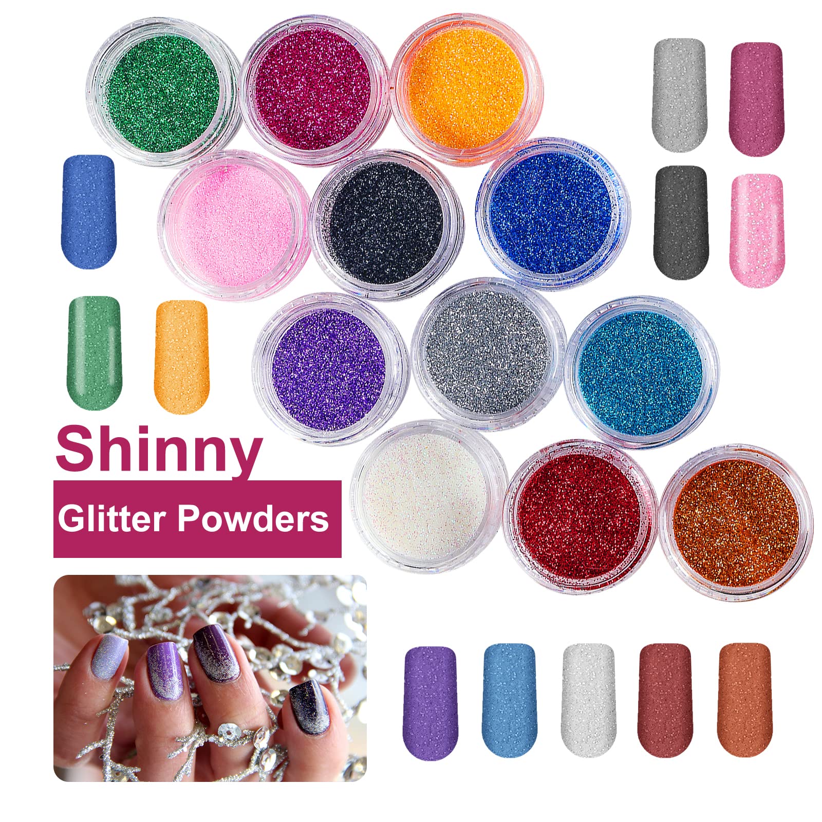 SUNBELEE polvo acrílico glitter doce colores para diseños creativos