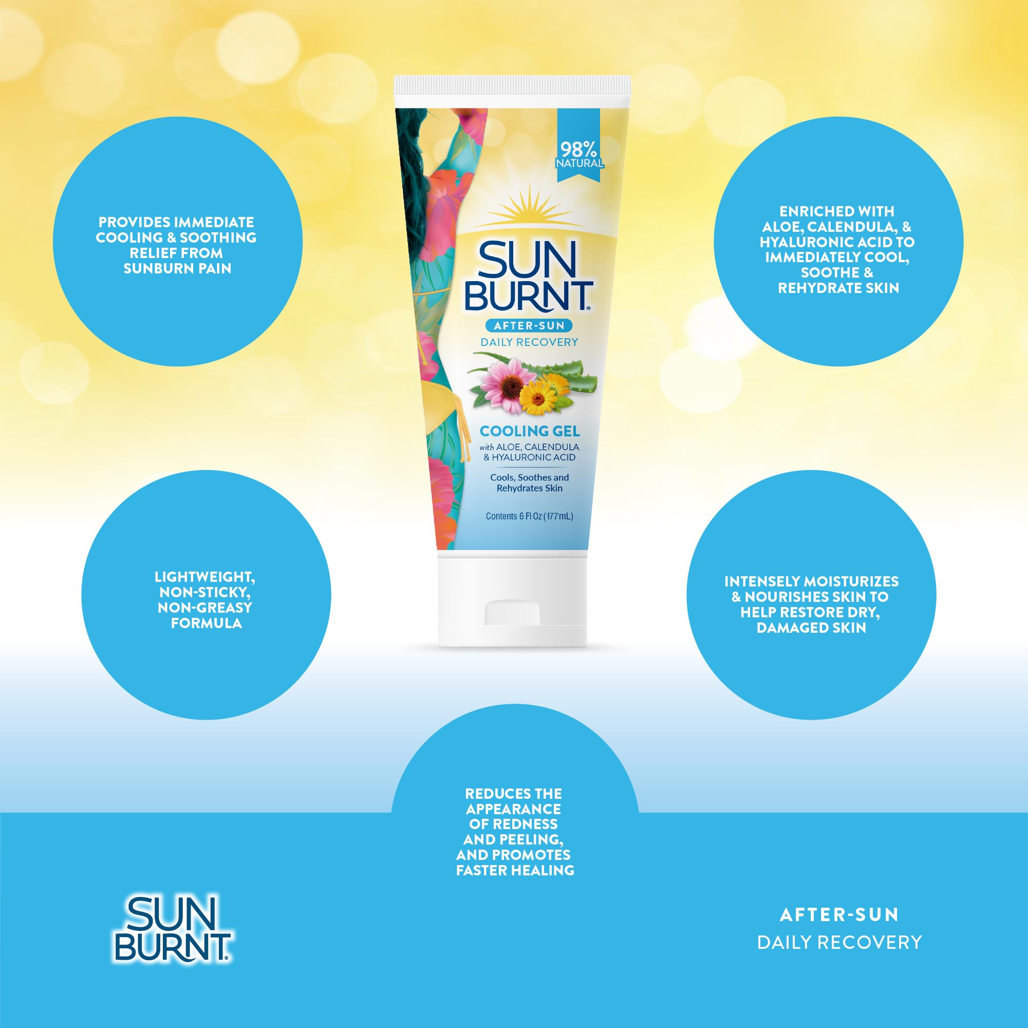 Alternativa natural a lidocaína para cuidado post solar Sunburnt
