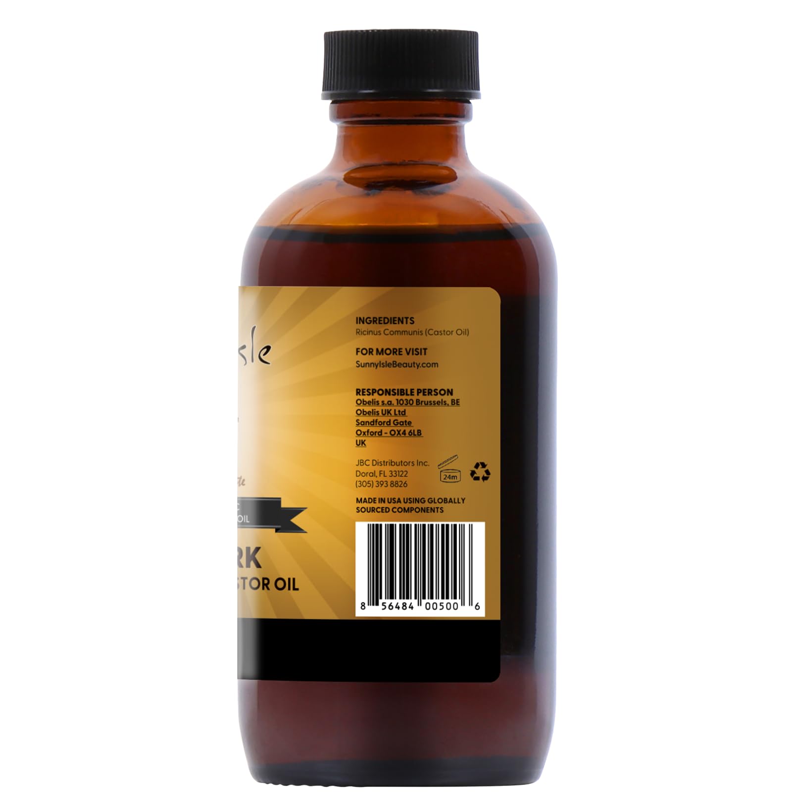 Sunny Isle Aceite Ricino Negro Extra Oscuro, ritual personal para cabello y piel.