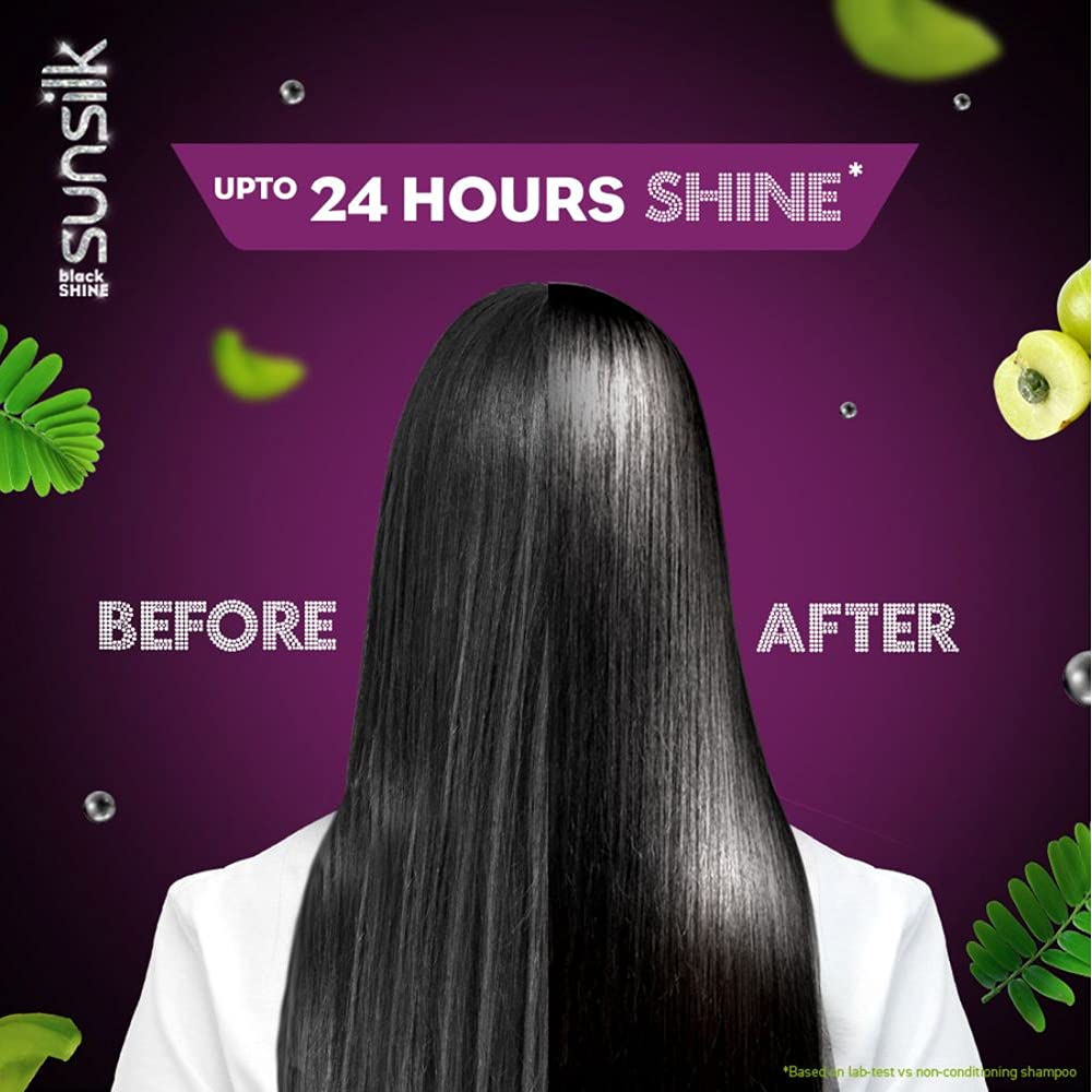 Detalle del brillo del cabello tras usar Sunsilk Brillo Negro