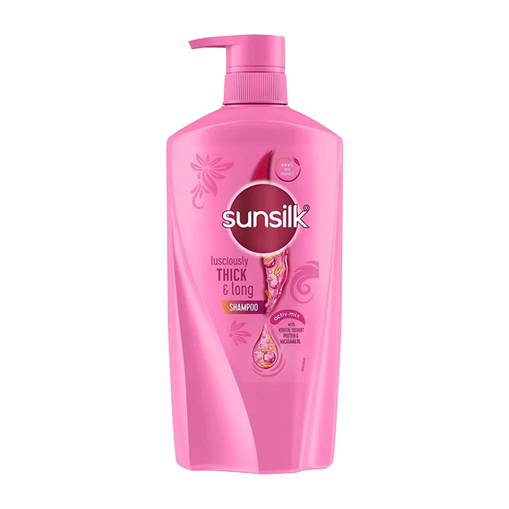 Sunsilk Lusciously Thick & Long champu, bote de 650 ml, aporta volumen duradero.