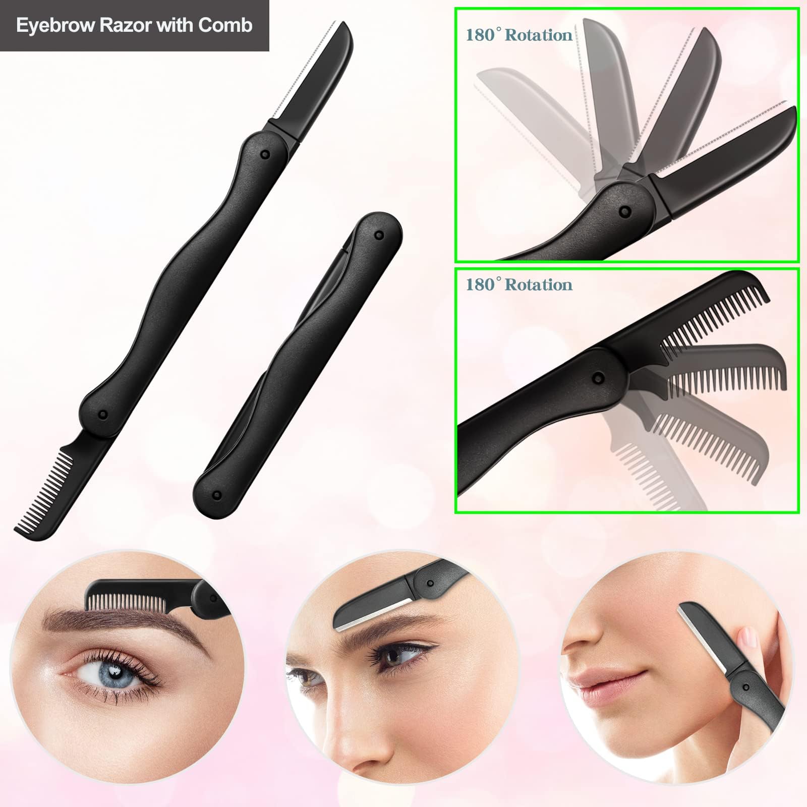 Sunuly navaja cejas de acero inoxidable, hoja duradera y protección antirrasguños