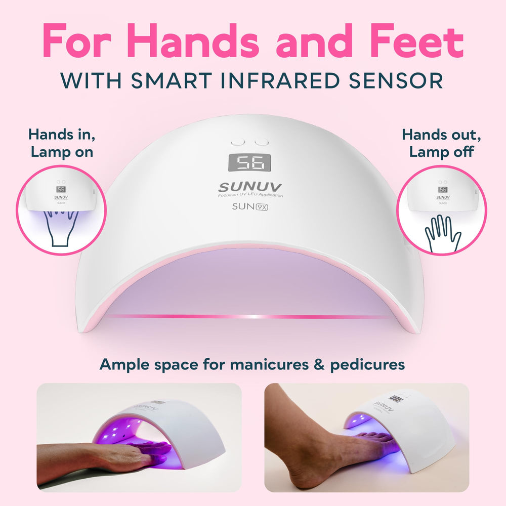 SUNUV SUN9X Plus: dos-tiempos-uñas-rosa, mayor flexibilidad.