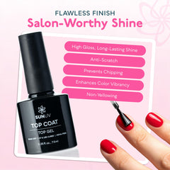 SUNUV esmalte gel rojo profundo para ocasiones especiales.