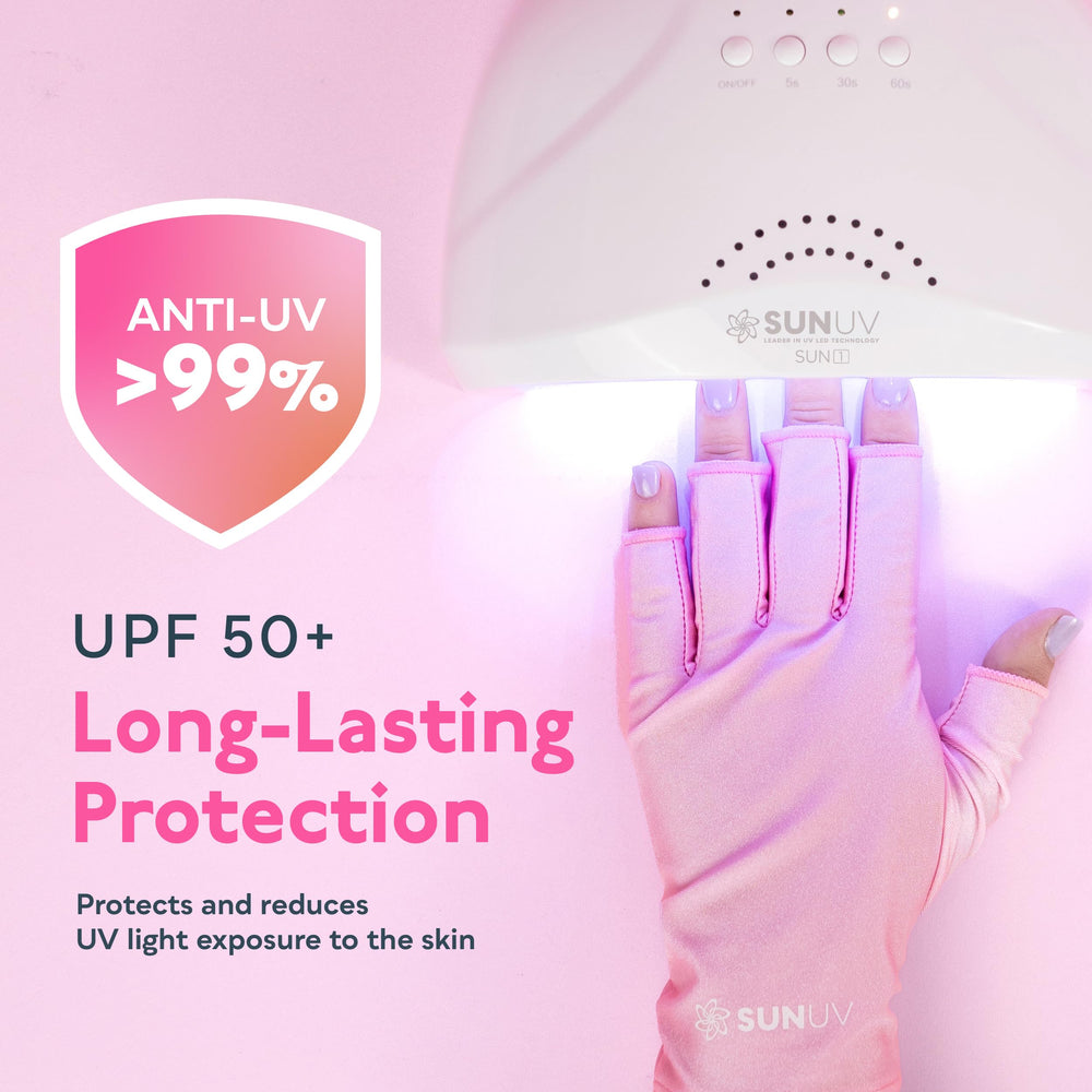 SUNUV guantes UV con protección UPF 50 para sesiones de gel uñas