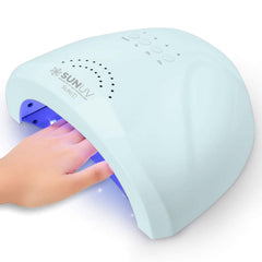 SUNUV lámpara UV para uñas, vista frontal, secado rápido de geles compatibles.