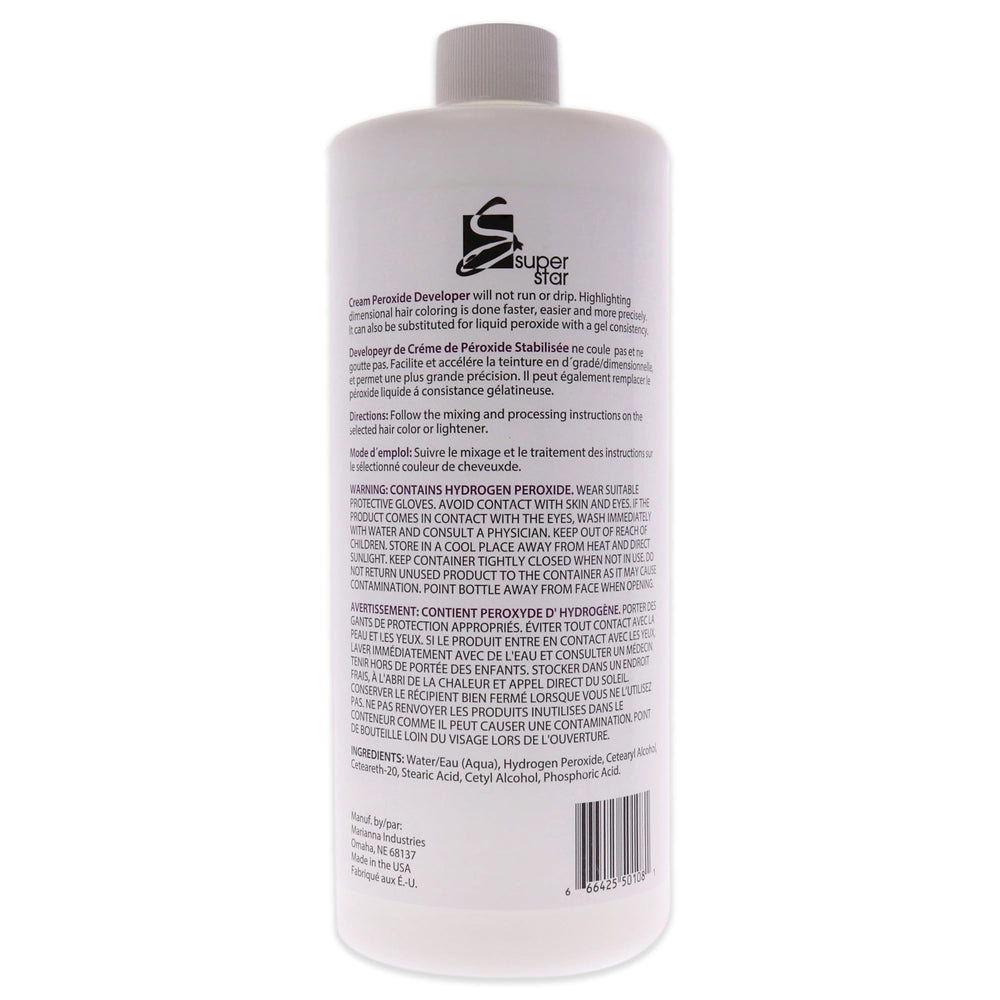 Super Star 10v desarrollador de peroxido, etiqueta informativa, empaque para coloracion profesional