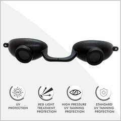 Protección ocular con luz roja para terapia de luz con Super Sunnies Evo.