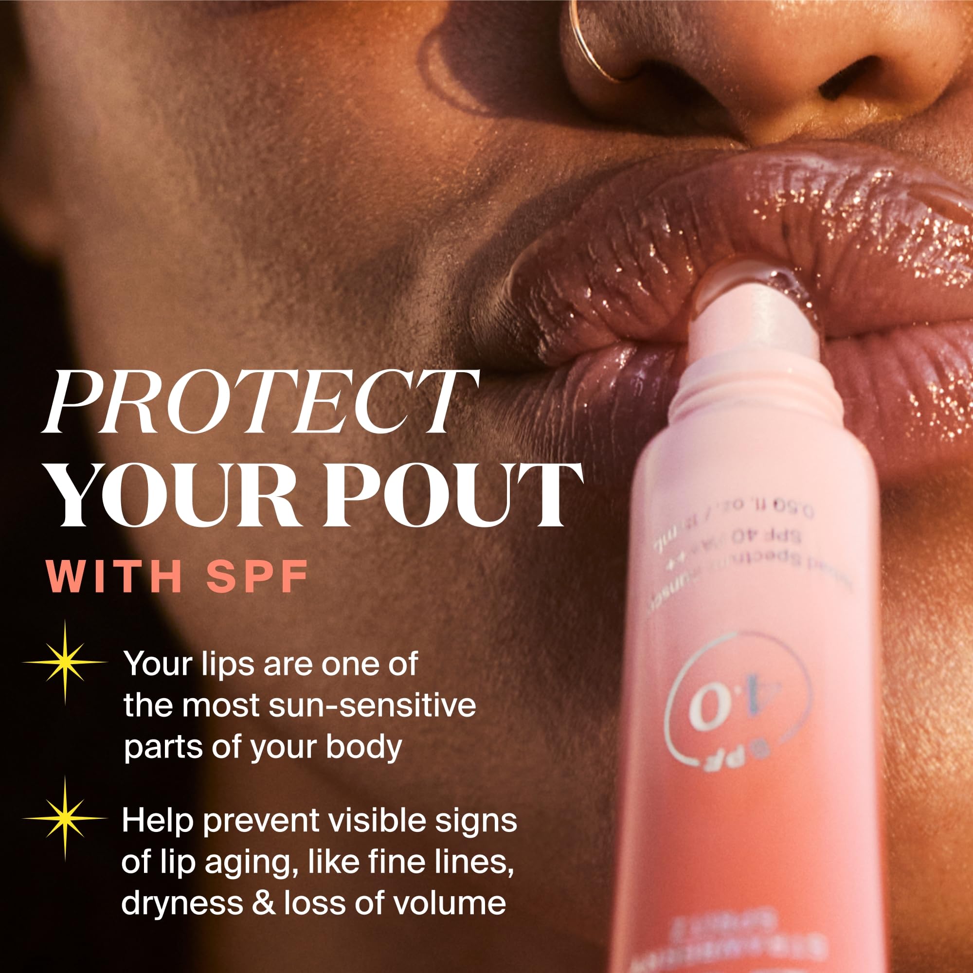 Swatch of Supergoop Glow Gloss SPF 40 on skin showing sheer tint