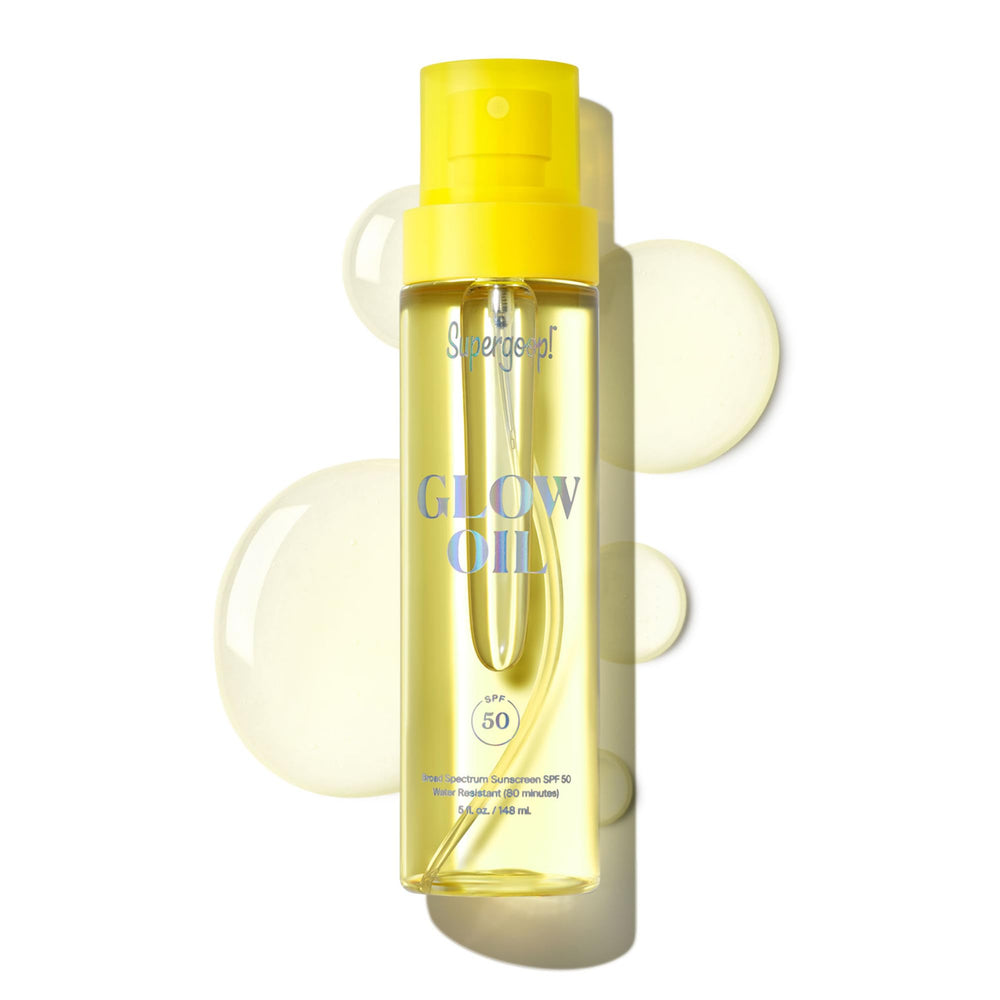 Supergoop! Glow Oil: botella SPF50 que protege la piel sin dejar grasa.