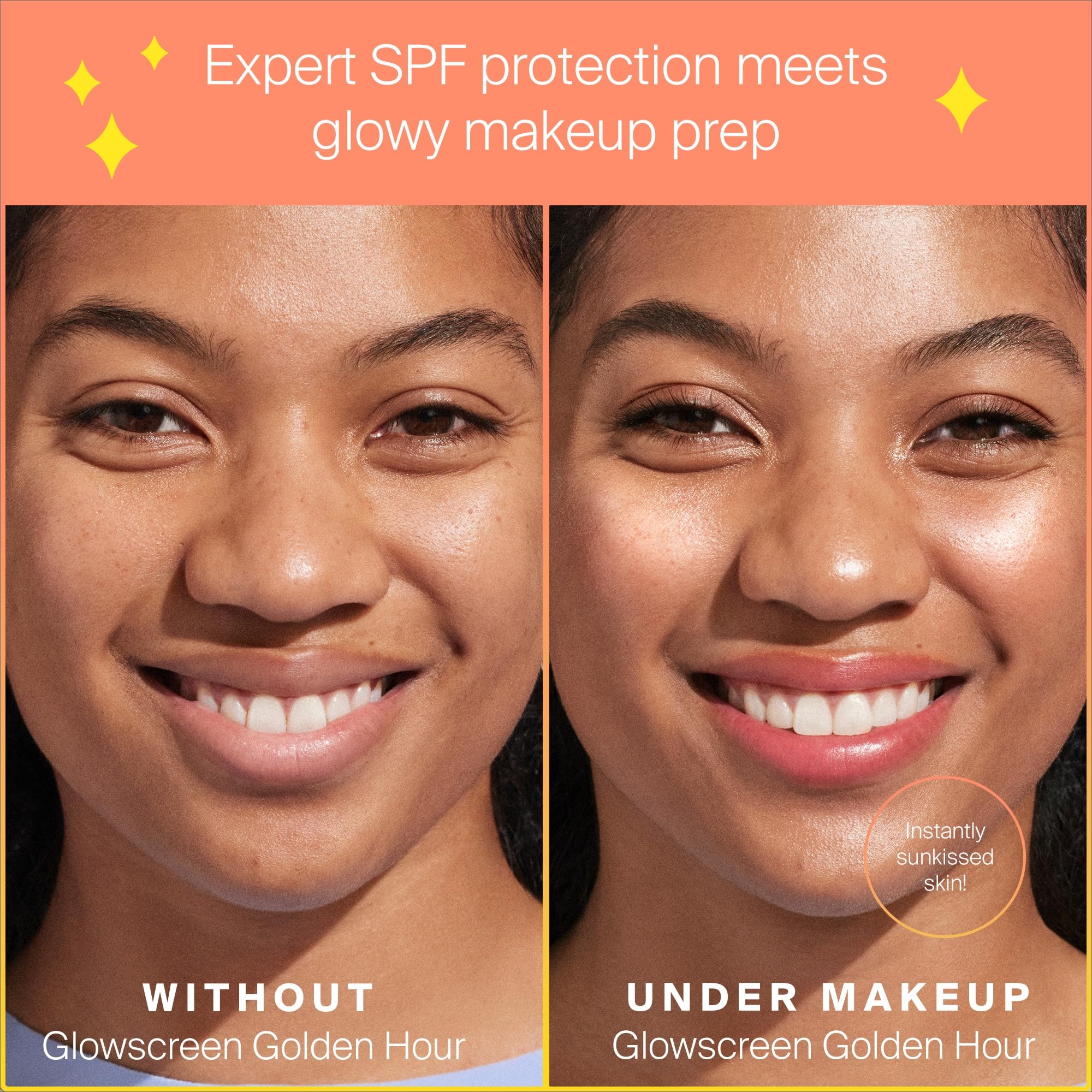 Aplicación en piel con Glowscreen Hora Dorada, base iluminadora para maquillaje.