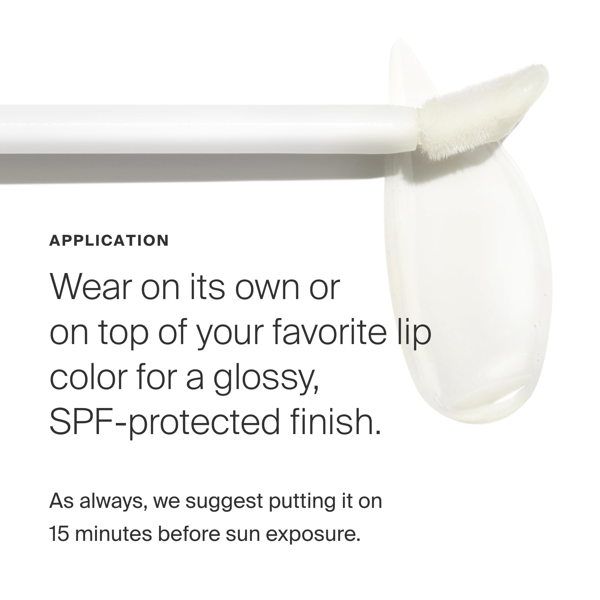 Supergoop Lipscreen Shine SPF 40 — labios con brillo y sensación suave al tacto.