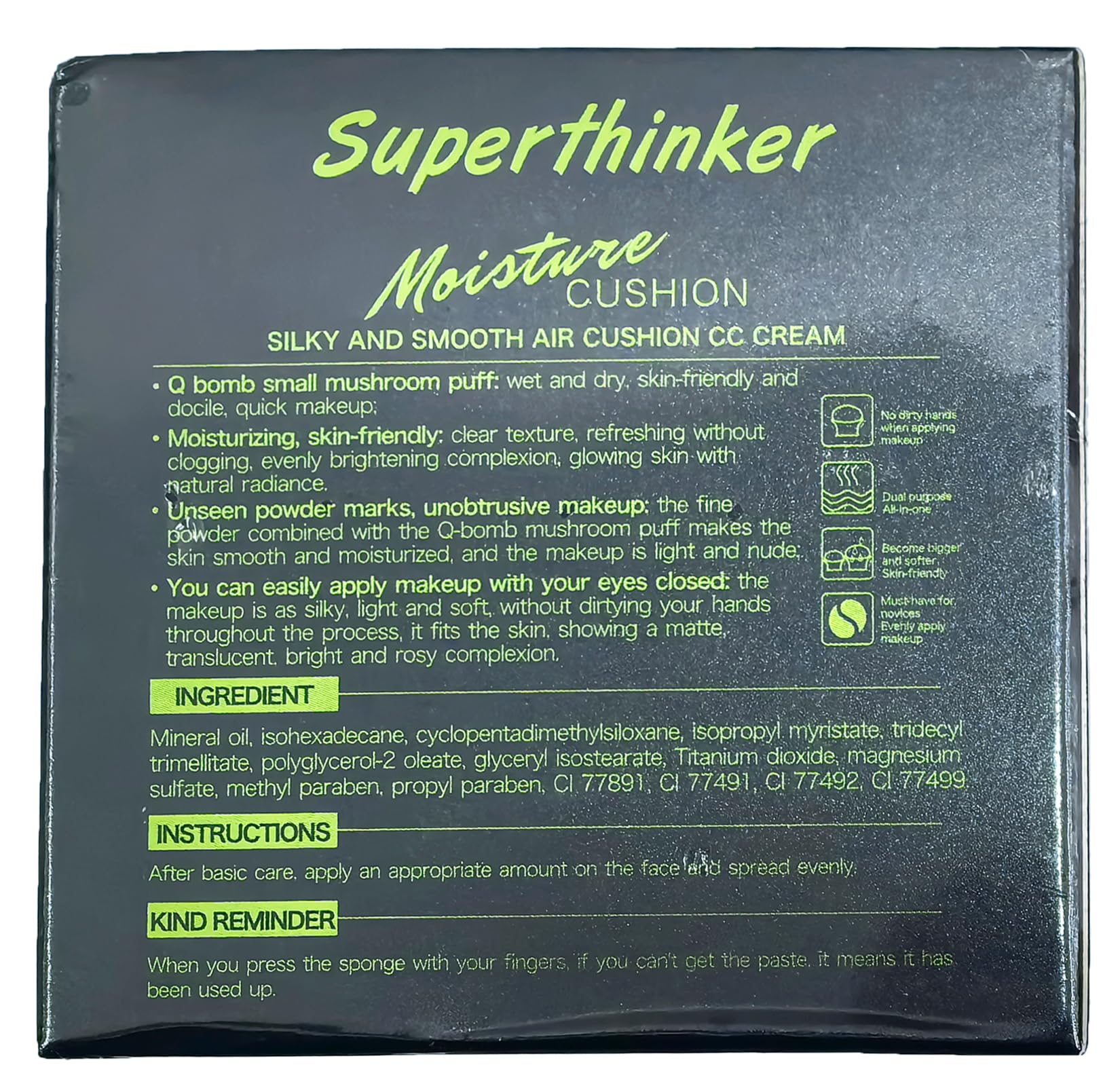 SuperThinker CC Cream cobertura duradera sin sensación grasa.