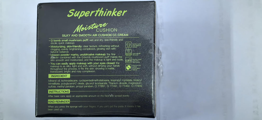 SuperThinker Crema CC usa técnica de aplicación tipo sello para mejor duración.