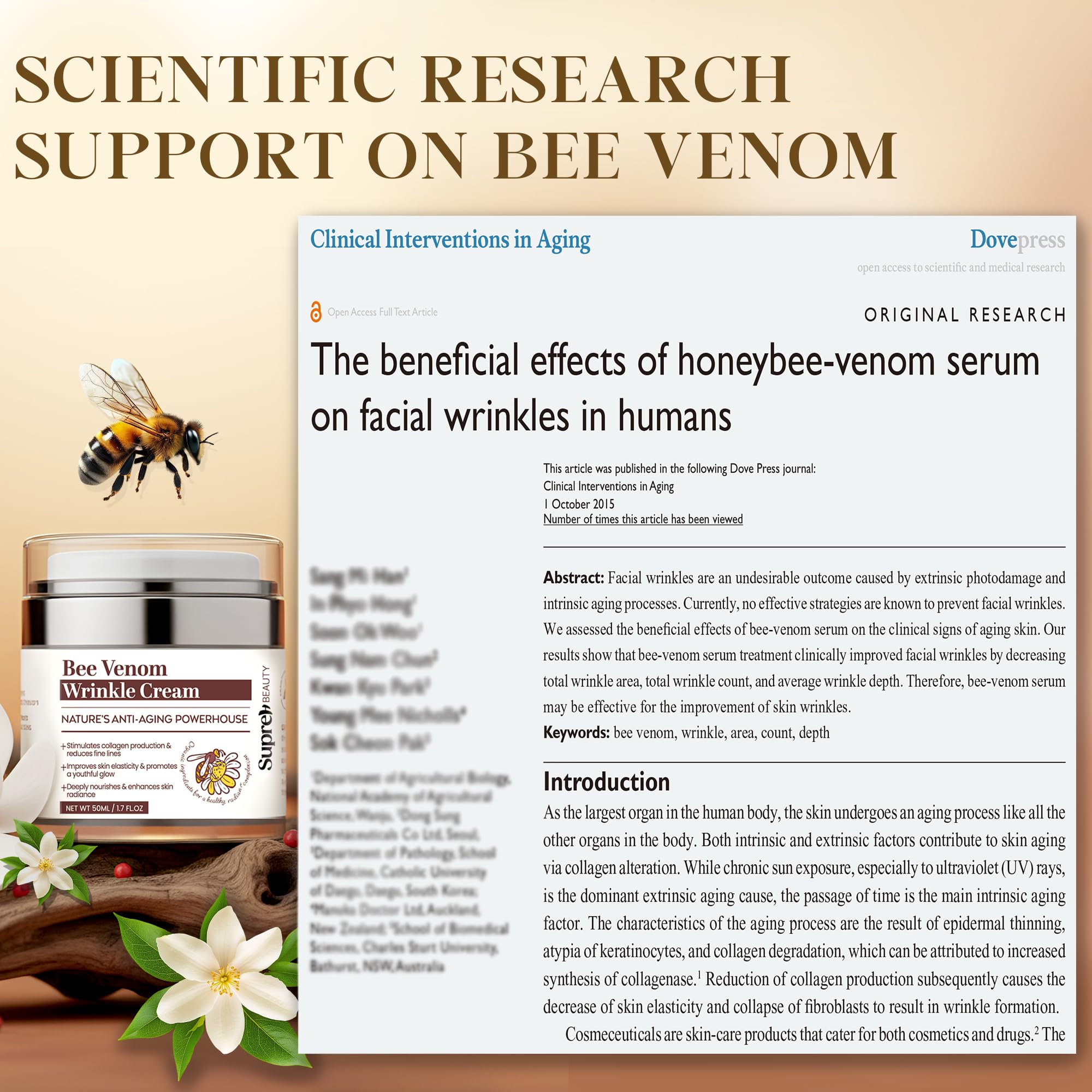 SupreH Veneno de Abeja para ojos, ayuda a suavizar finas arrugas.