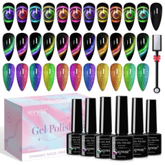 SUPWEE esmalte gel ojo de gato: conjunto de colores para uñas con efecto magnetizado