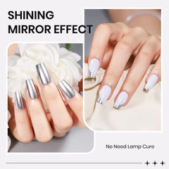 SUPWEE Muestra uñas con efecto espejo para looks de fiesta.