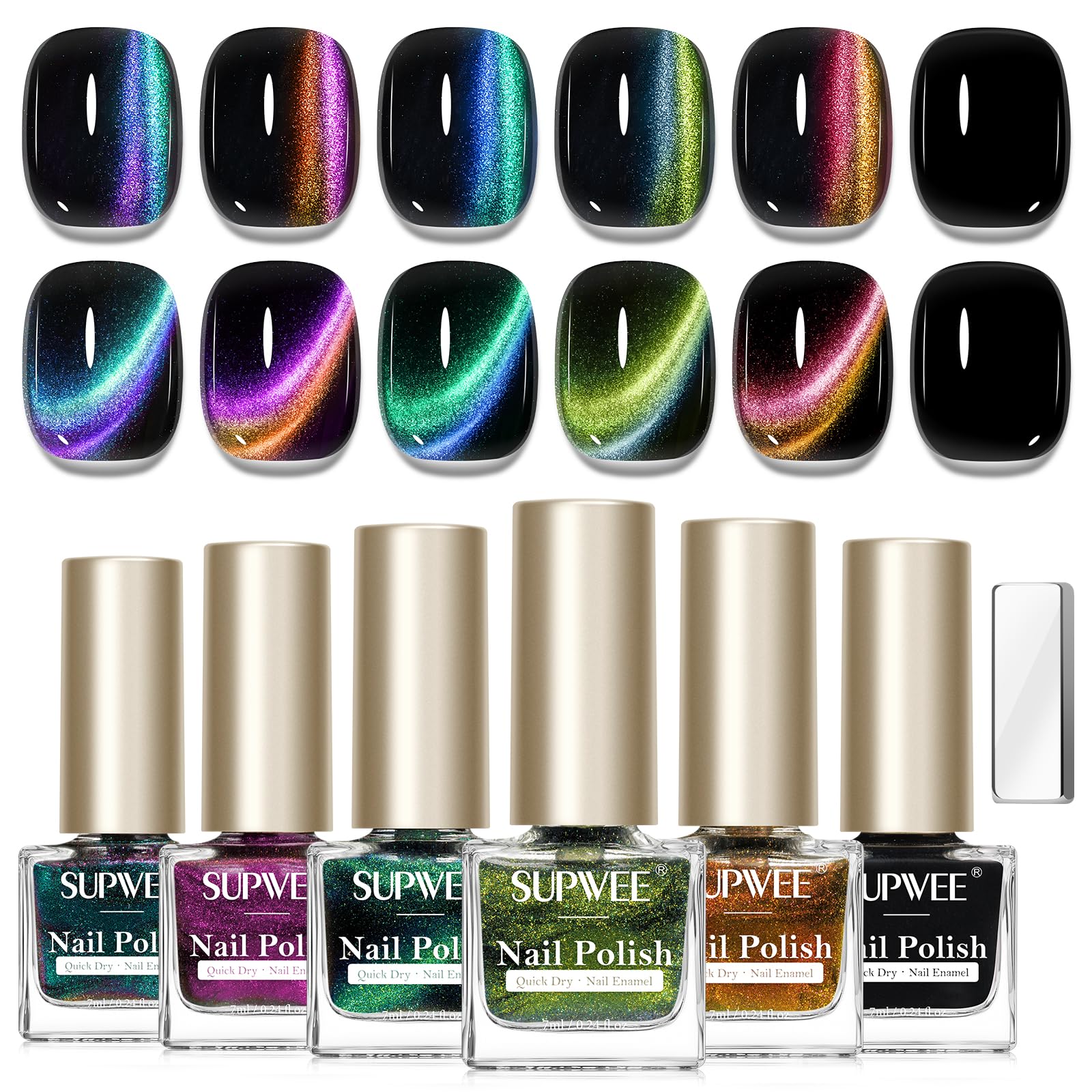 SUPWEE esmalte 9D Cat Eye base negro para un fondo liso y profundo.