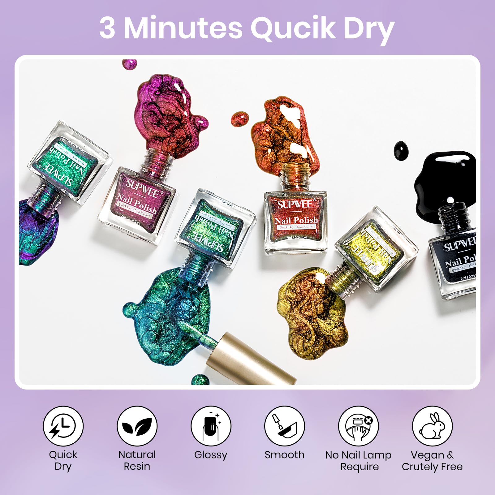 SUPWEE acabado brillante y duradero para uñas modernas y elegantes.