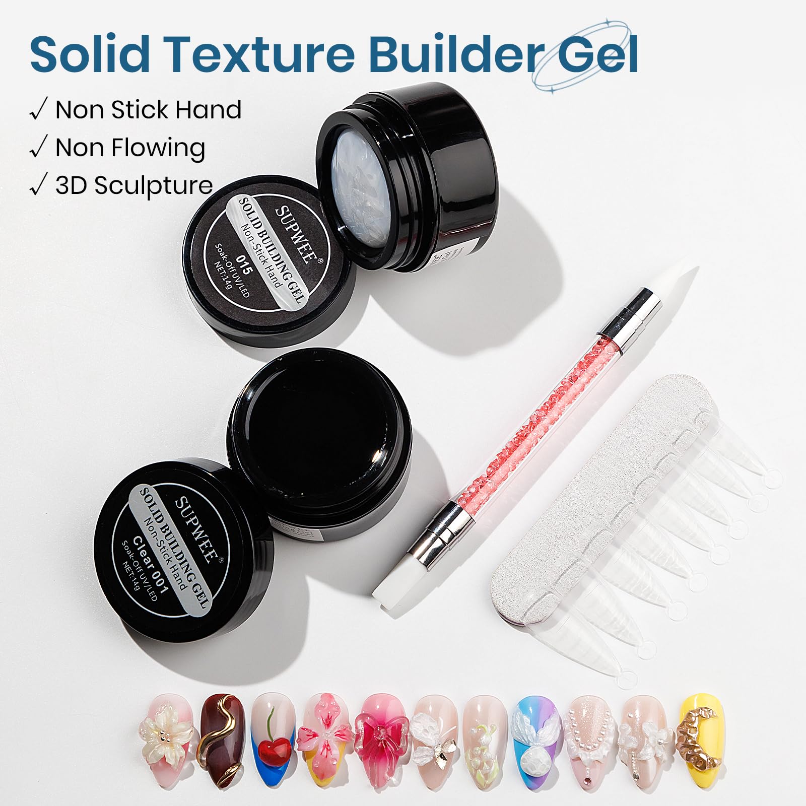 SupWEE gel builder perla blanco, acabado suave y porcelana.