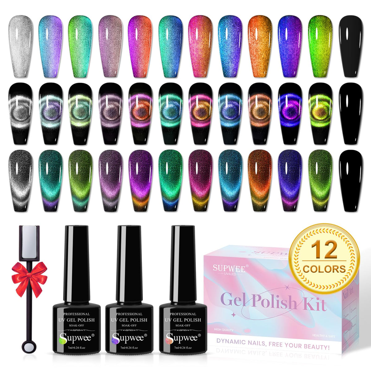 SUPWEE ojo de gato colección: colores vibrantes para uñas en casa.