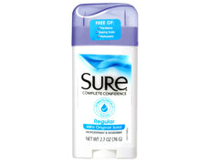 Sure solid antiperspirant regular side view highlights no-strong-fragrance protection.
