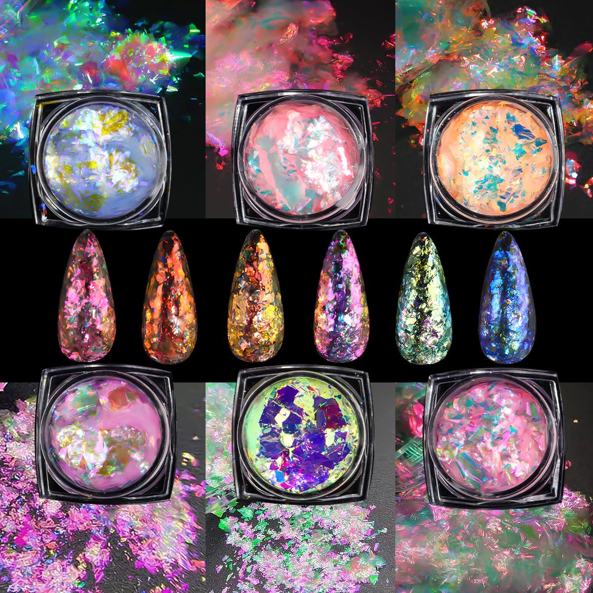 Acabado opal SUTOZMIWE para uñas con efecto opalescente.