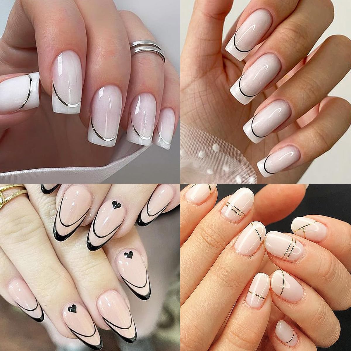 SUTOZMIWE arte de uñas estilo pegatina francesa para principiantes.