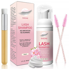 SVECKE Lash Shampoo Kit con botella dispensador para limpieza suave de pestañas.