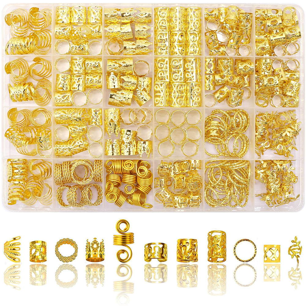 SVNMU 280 piezas de joyería capilar dorada para trenzas, lista para looks elaborados.